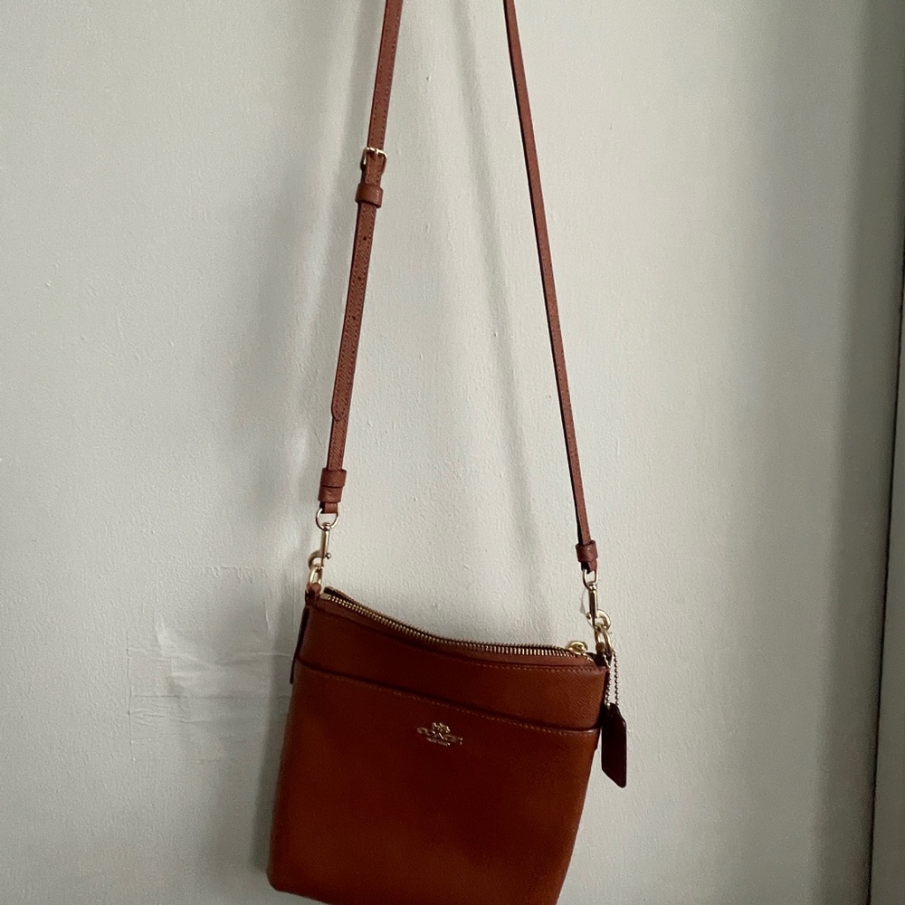 Coach Brown Leather Crossbody Bag with Adjustable Strap